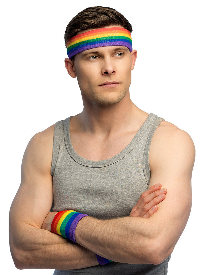 Hikinauhat sateenkaari ranteisiin ja otsalle