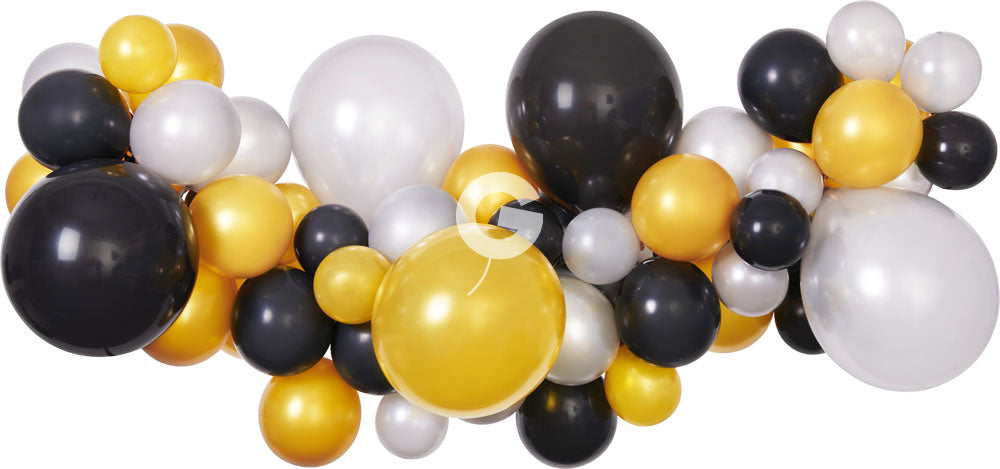 DIY Ilmapallokaari kulta musta hopea