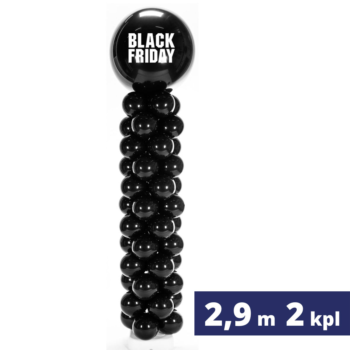 2 kpl Black Friday Ilmapallopylväs jättipallolla 2,9 m toimitettuna koko Suomeen
