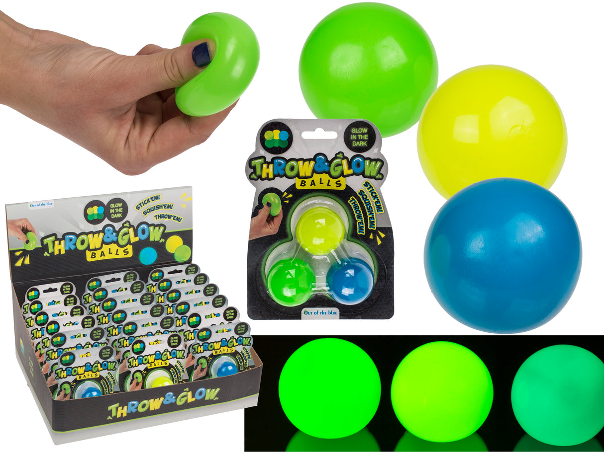 Throw&glow pimeässä hohtavat pallot 3 kpl/pkt