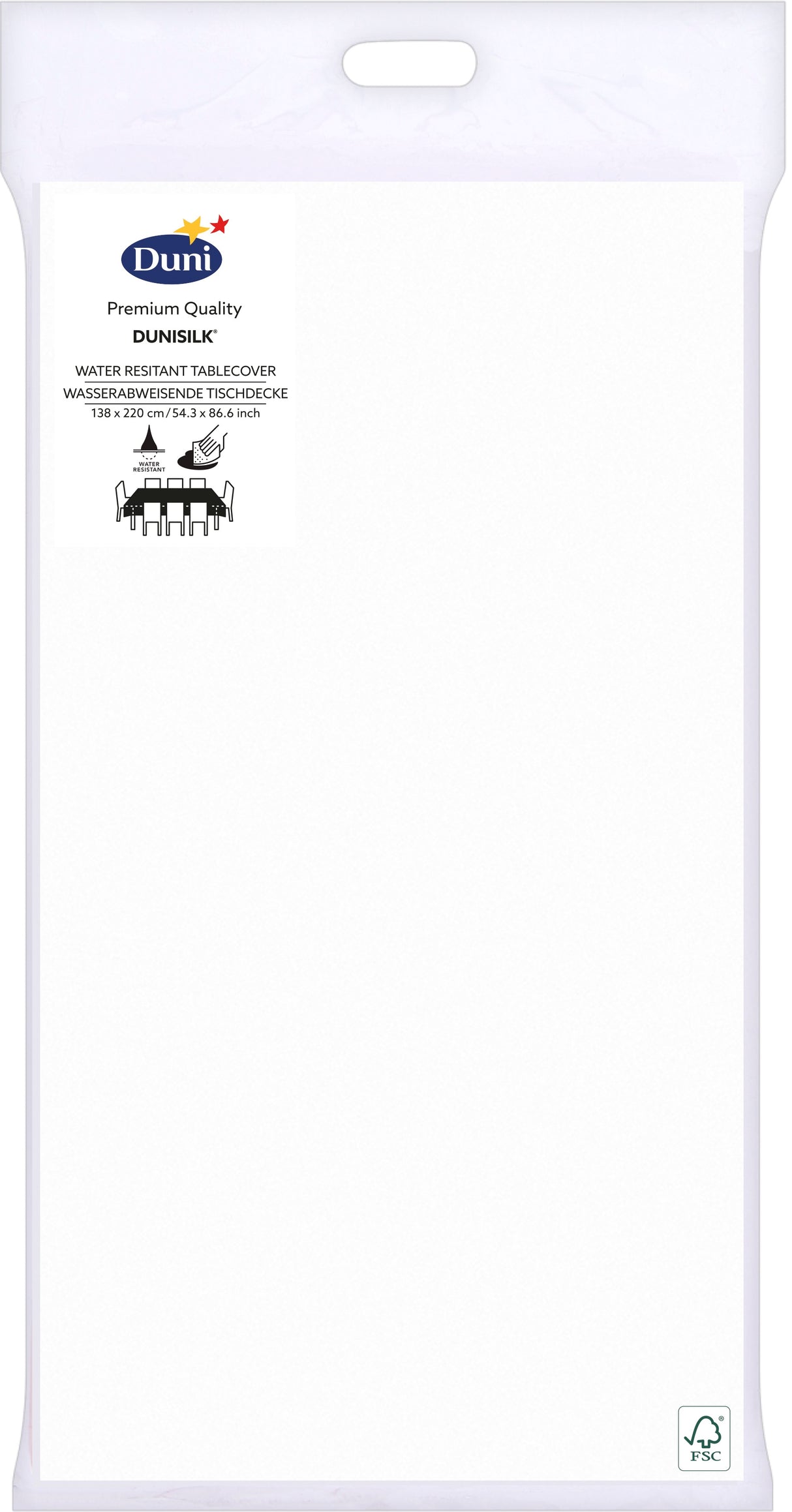 Pöytäliina valkoinen, 138 x 220 cm