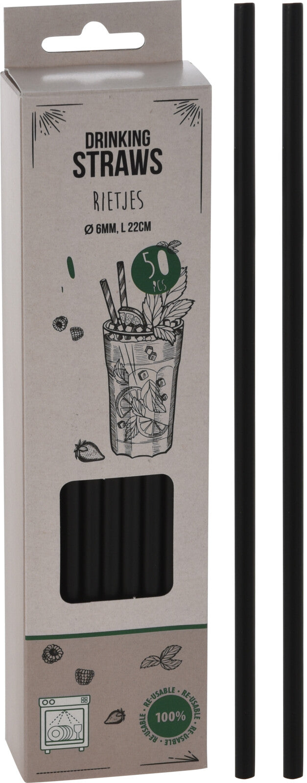 Juomapilli musta, uudelleenkäytettävä 50 kpl