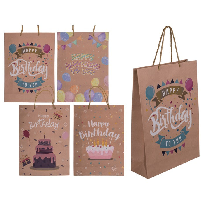 Lahjakassi Happy Birthday 25 x 34 cm 1 kpl (4 erilaista)