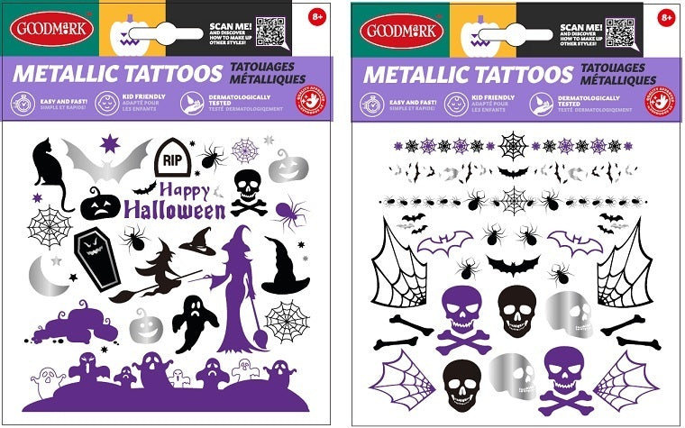 Metallinhohtoinen siirtokuvatatuointi vartalolle, lajitelmatuote 2 erilaista