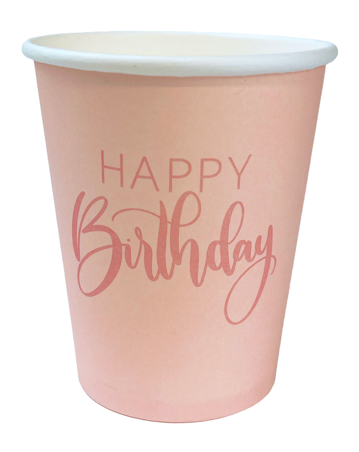 Pahvimuki Happy Birthday persikanvärinen 8 kpl/pkt