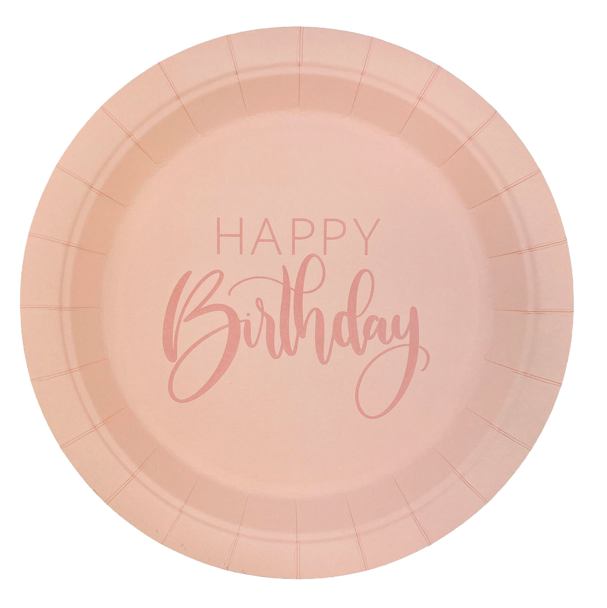 Happy Birthday pahvilautanen 23 cm persikanvärinen 8 kpl/pkt