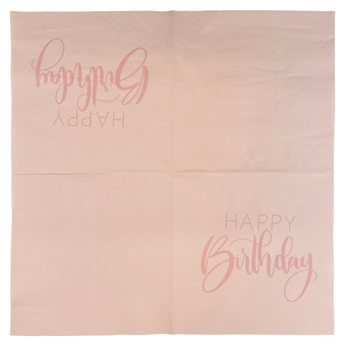 Suuri lautasliina Happy Birthday persikanvärinen 33 x 33 cm 20 kpl/pkt