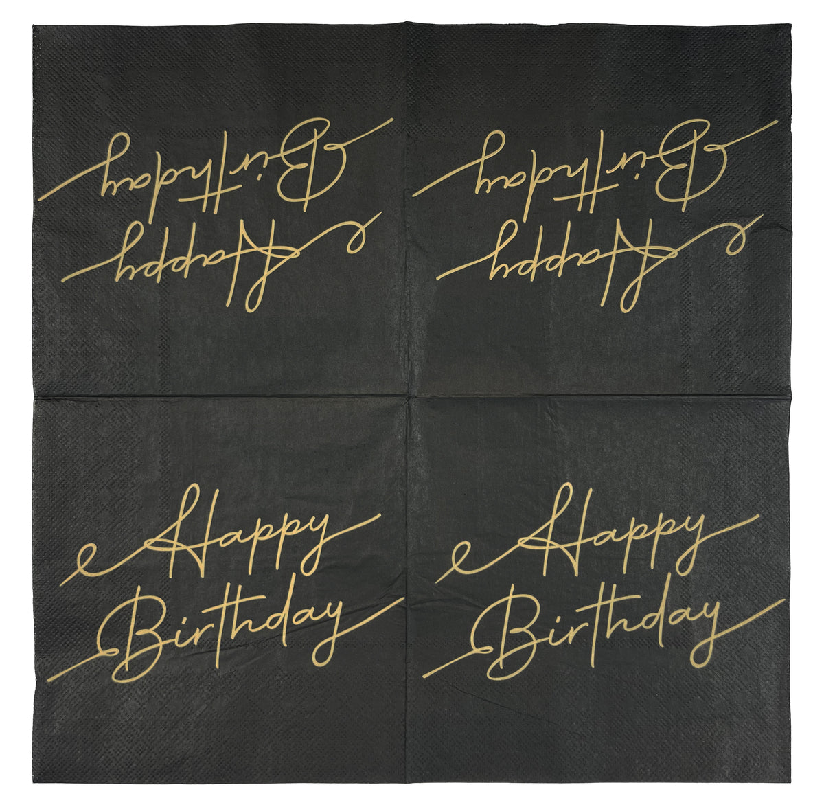 Suuri lautasliina Happy Birthday musta 33 x 33 cm 20 kpl/pkt