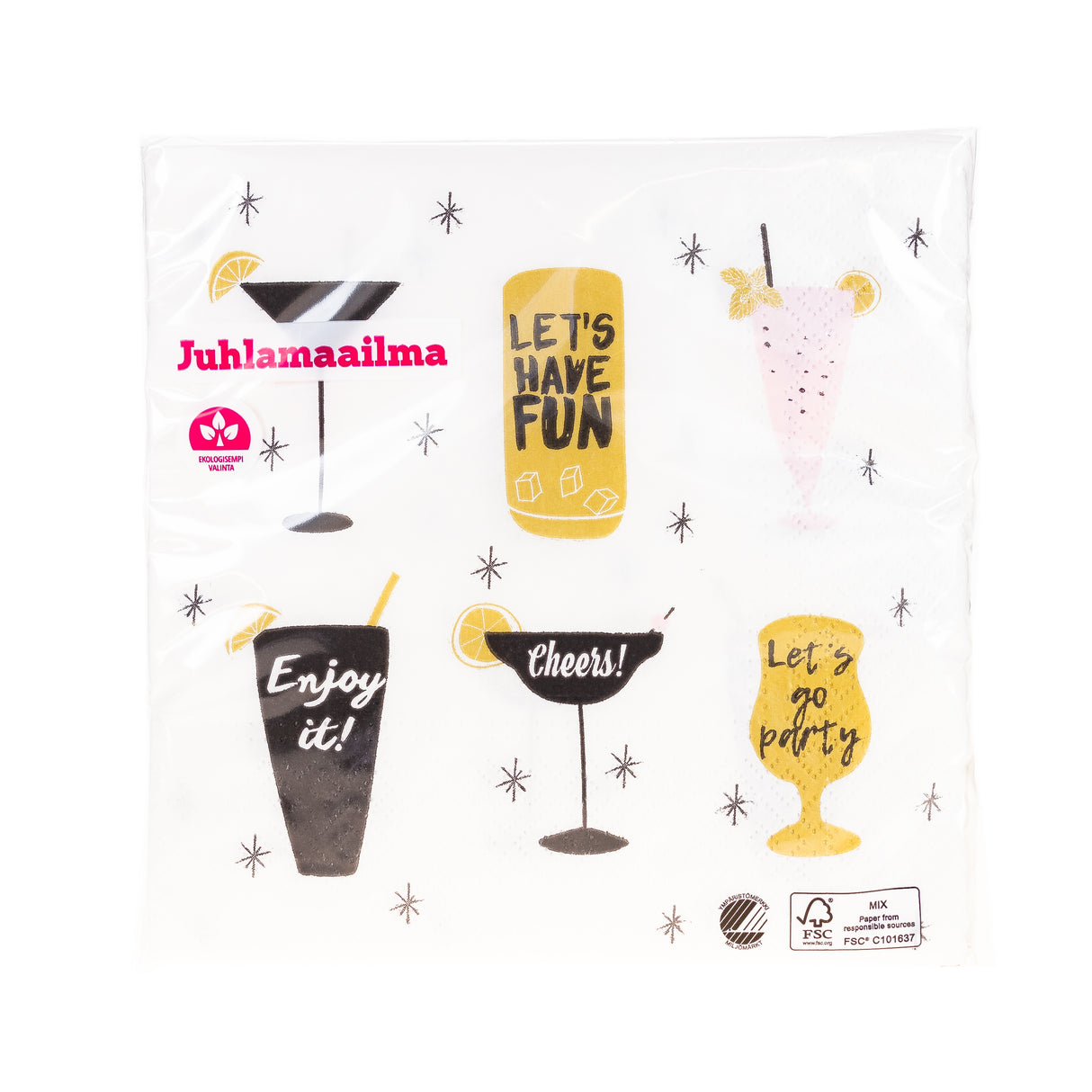 Suuri lautasliina drinkit 33 x 33 cm valkoinen 20 kl/pkt