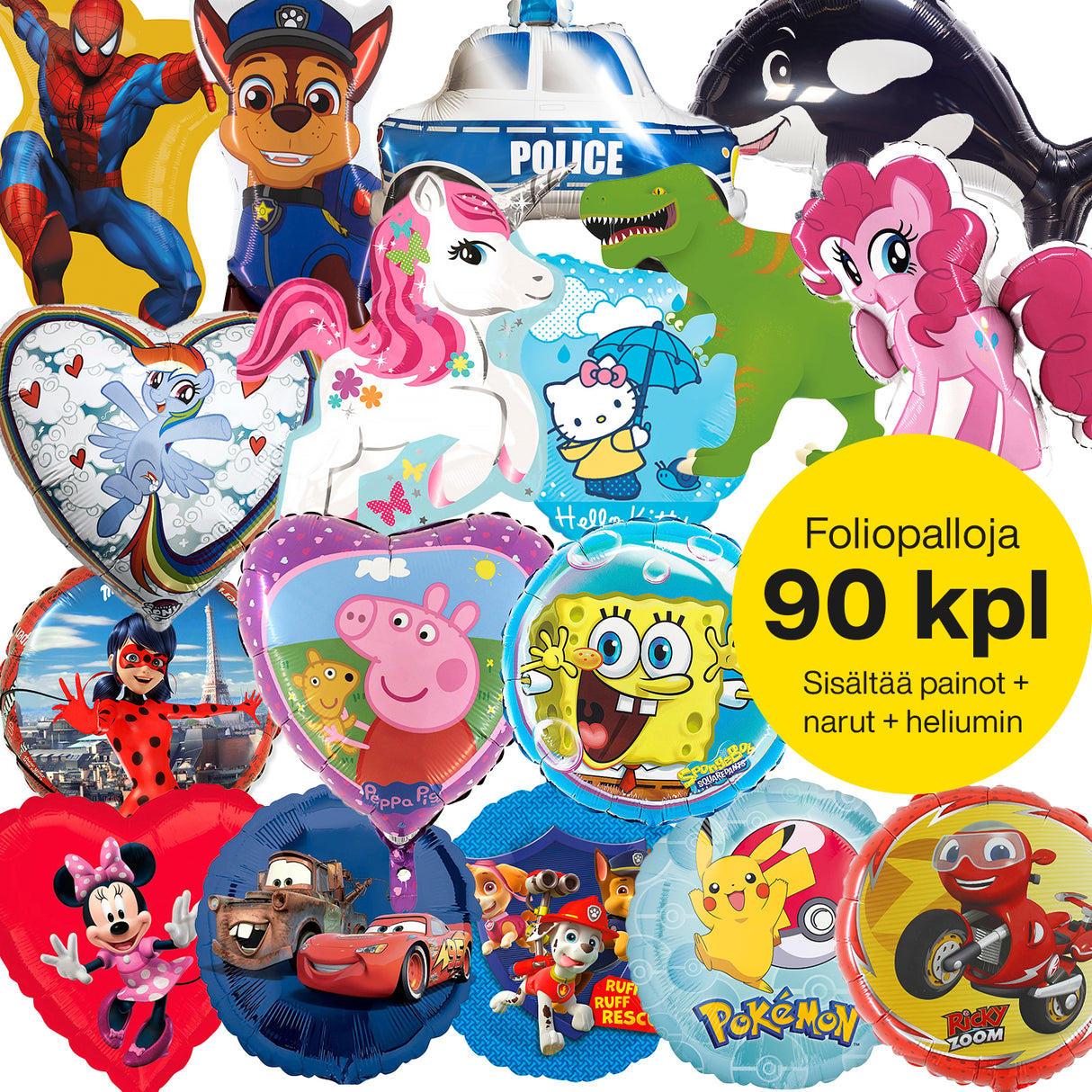 Foliopallopaketti (sis. 50 tavallista ja 40 muotofoliopalloa)