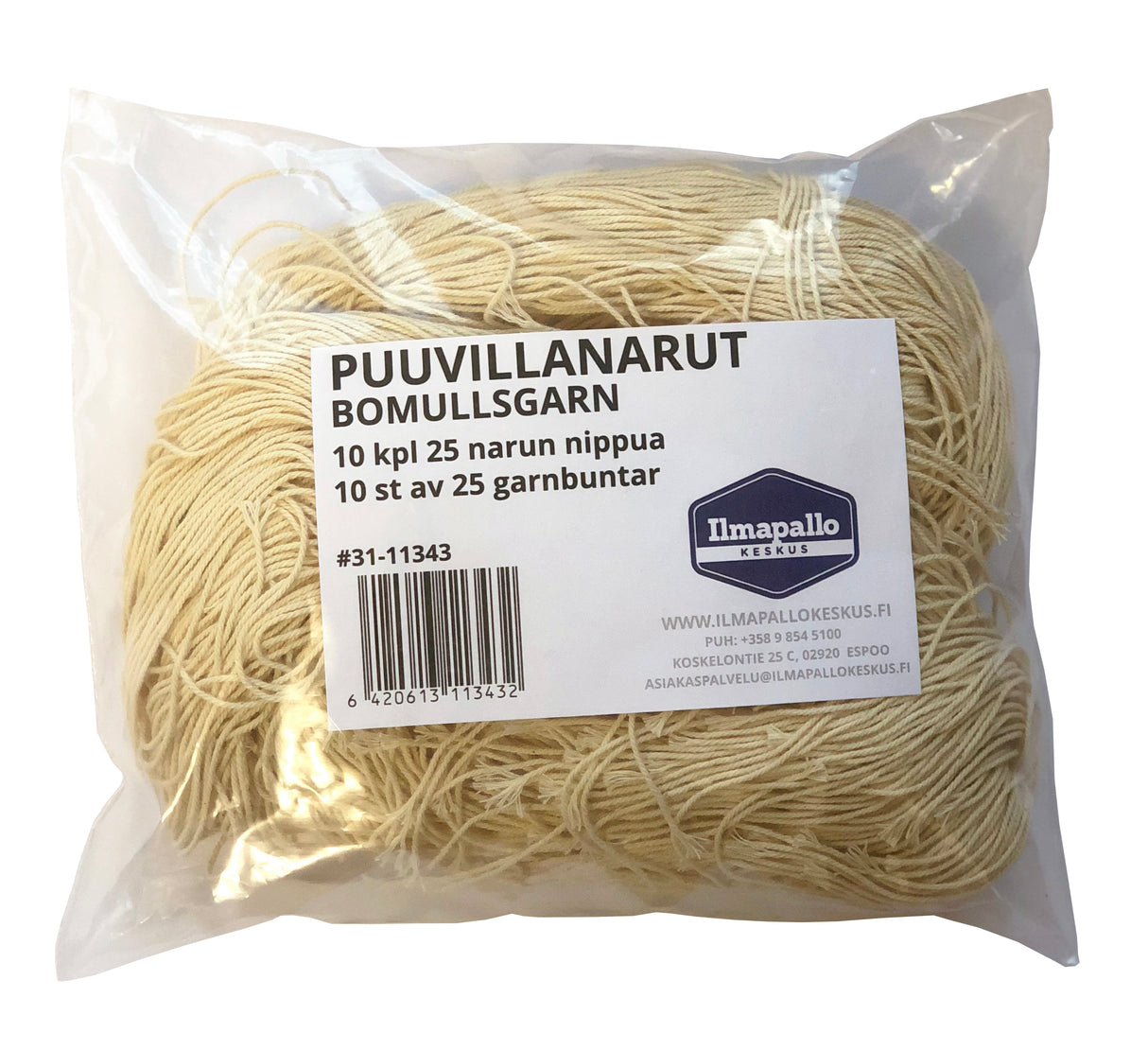 Puuvillanarut, 10 kpl 25 narun nippua