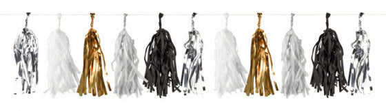 Tasselinauha musta/kulta/hopea/valkoinen, 420 cm