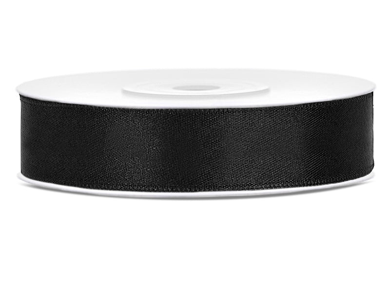 Satiininauha 12mm/25m, musta
