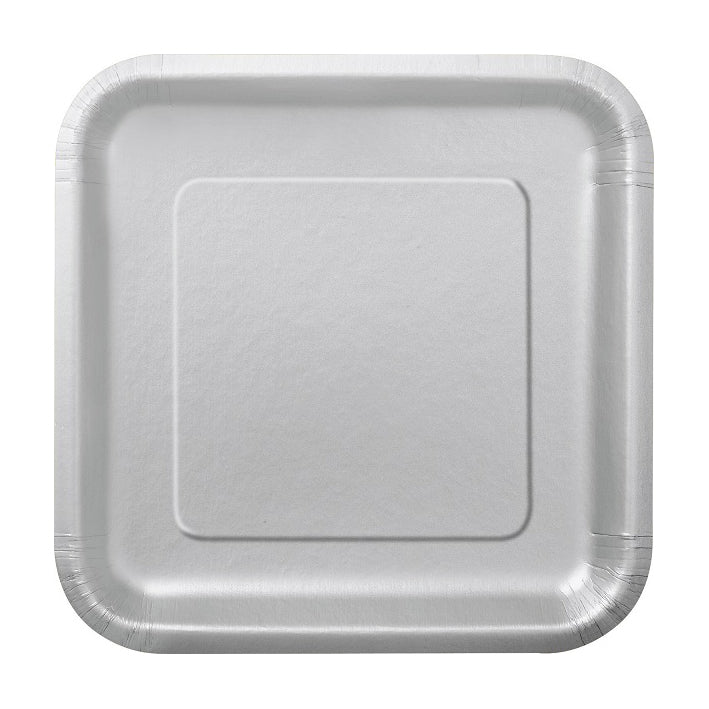 Pieni neliöpahvilautanen hopeanvärinen 16 kpl/pkt