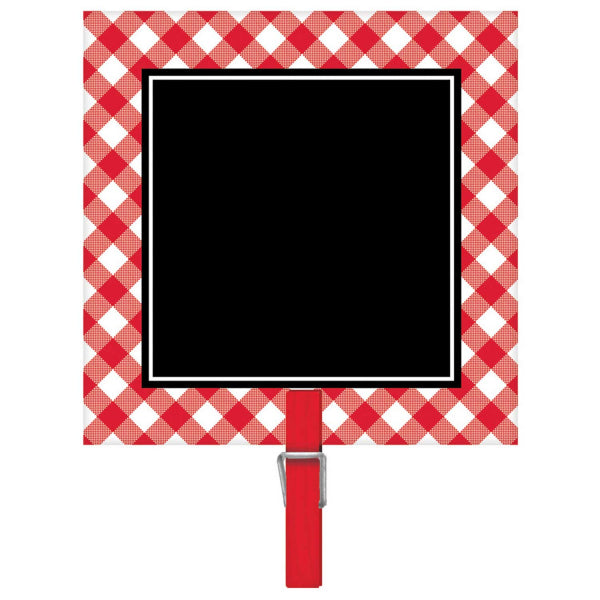 Menukortti klipsillä, puna-valkoruutu 8 kpl/pkt