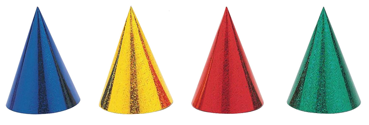 Kimaltavat pahvihatut värisekoitus 8 kpl/pkt