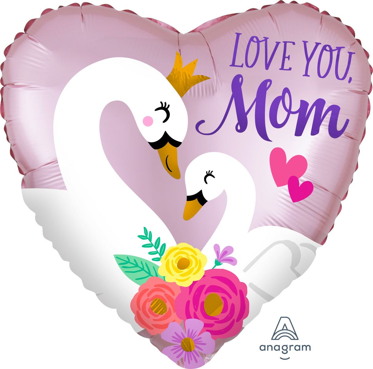 Love you Mom joutsenet sydän foliopallo