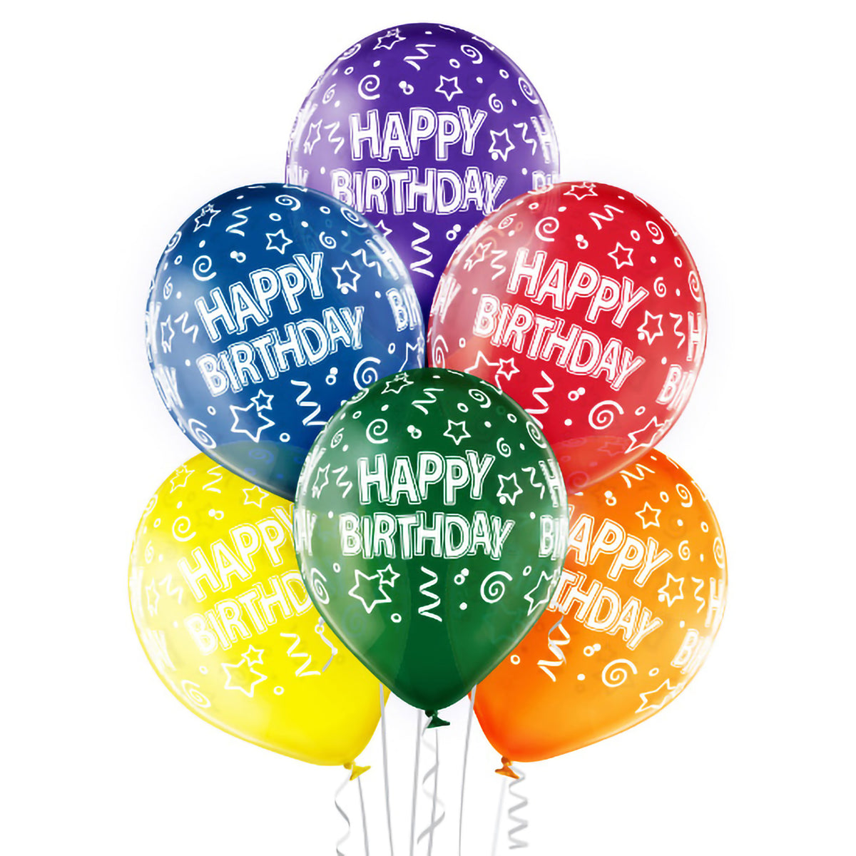 Happy Birthday ilmapallo värikäs 30 cm 6 kpl/pss