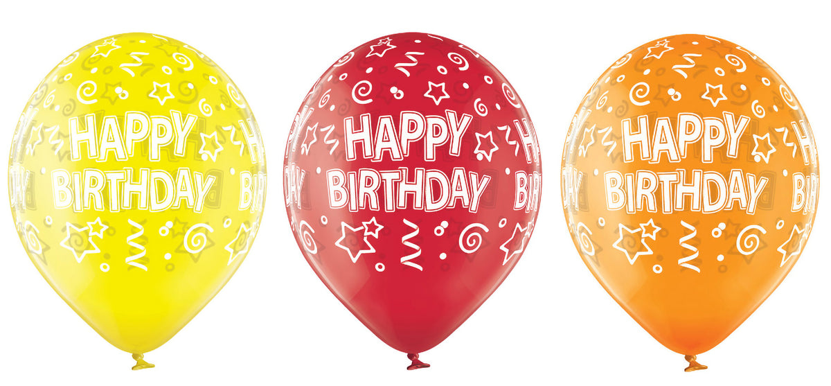 Happy Birthday ilmapallo värikäs 30 cm 6 kpl/pss