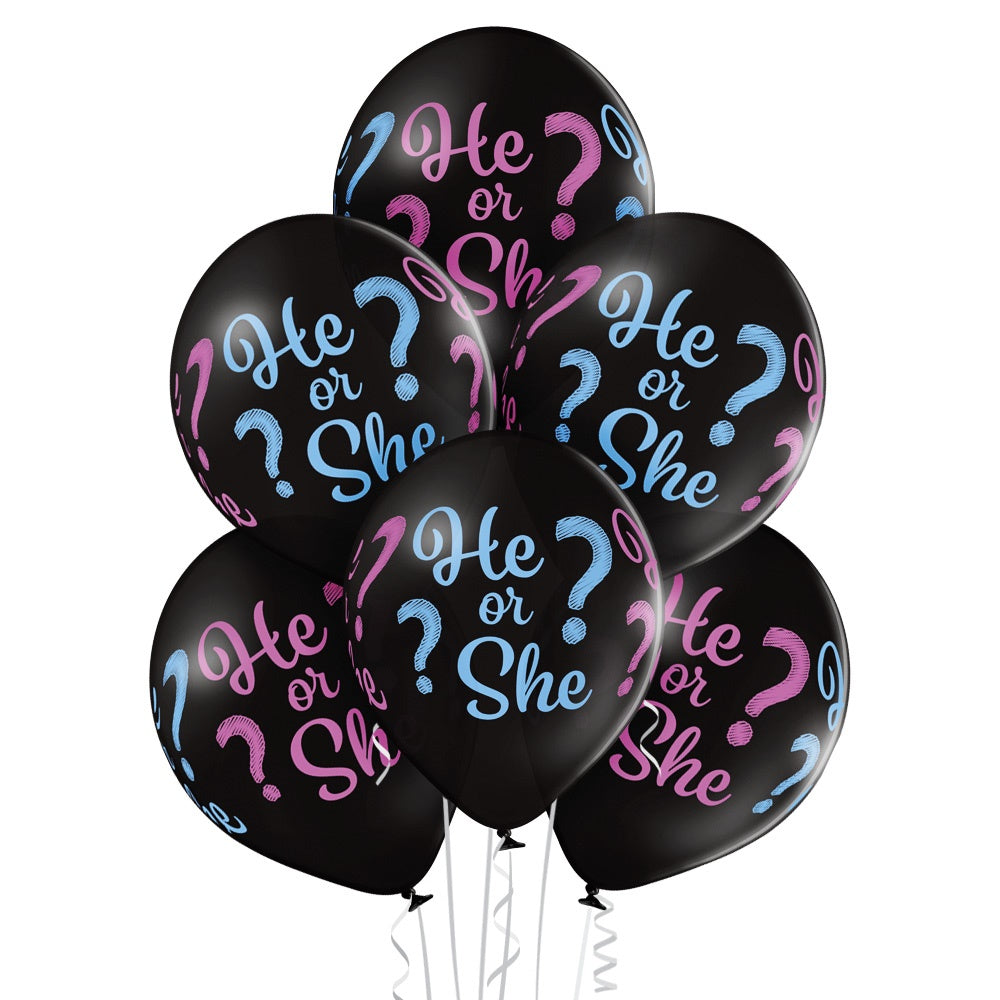 He or She ilmapallo 30 cm 6 kpl/pkt