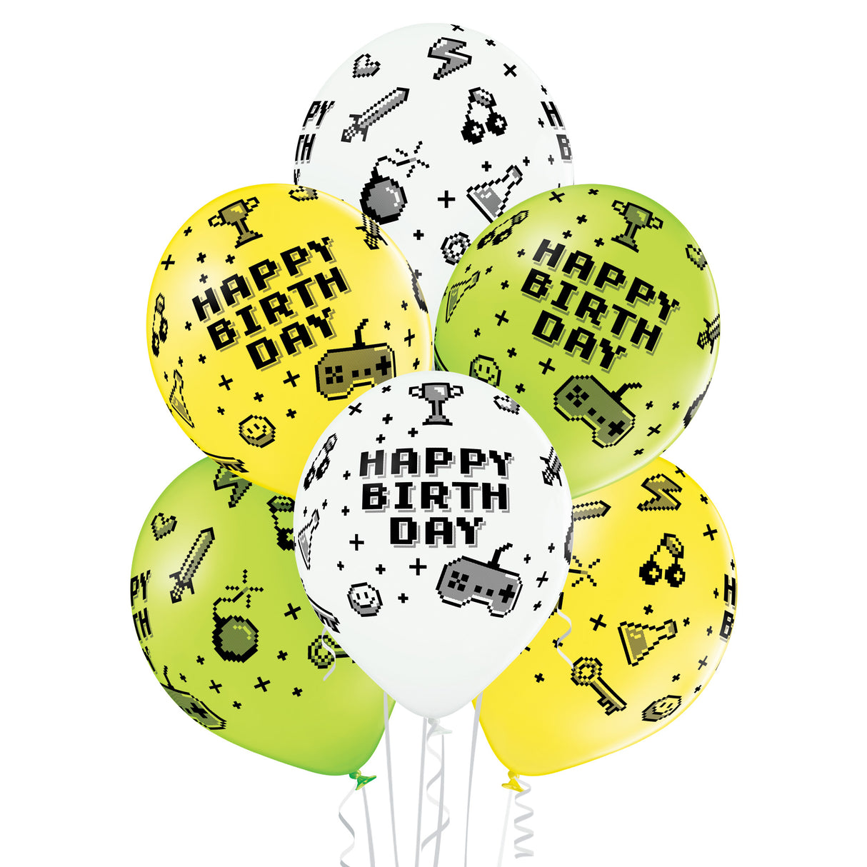 Happy Birthday pelimaailma ilmapallo 30 cm 6 kpl/pss