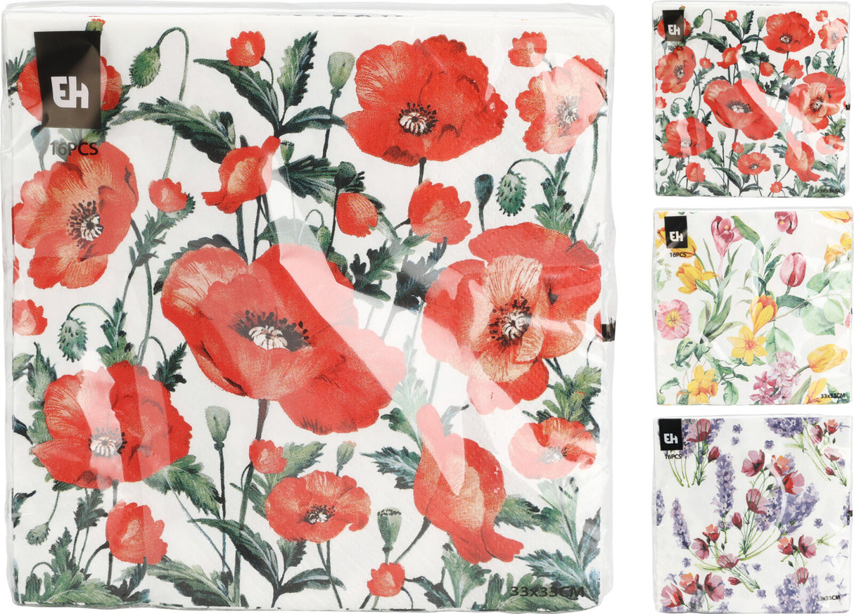 Lautasliina kukat 16 kpl/pkt, lajitelmatuote