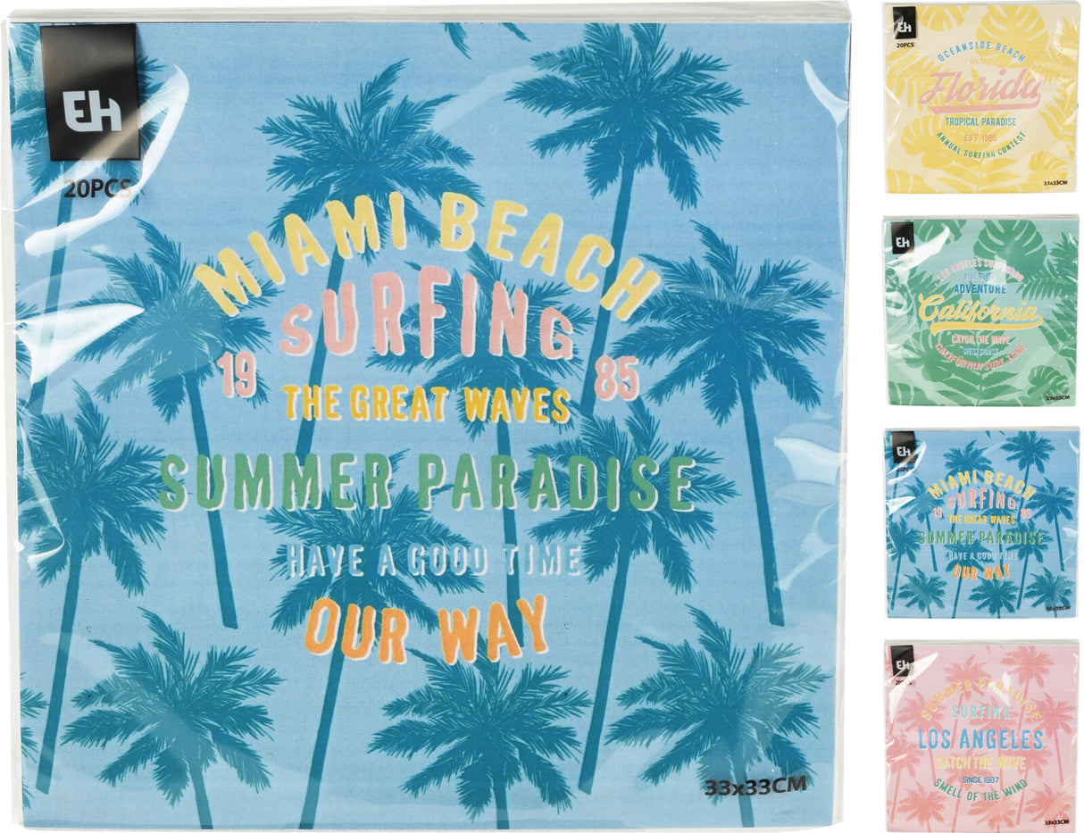 Summer paradise suuri lautasliina 20 kpl/pkt ( 4 eri värivaihtoehtoa)