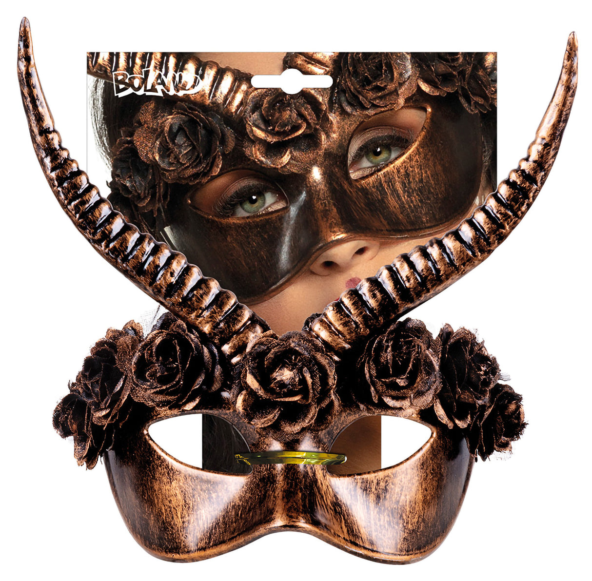 Puolinaamari demoni sarvilla