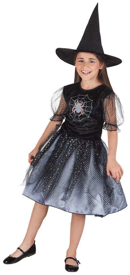 Hämähäkkinoidan mekko ja hattu 140-152 cm