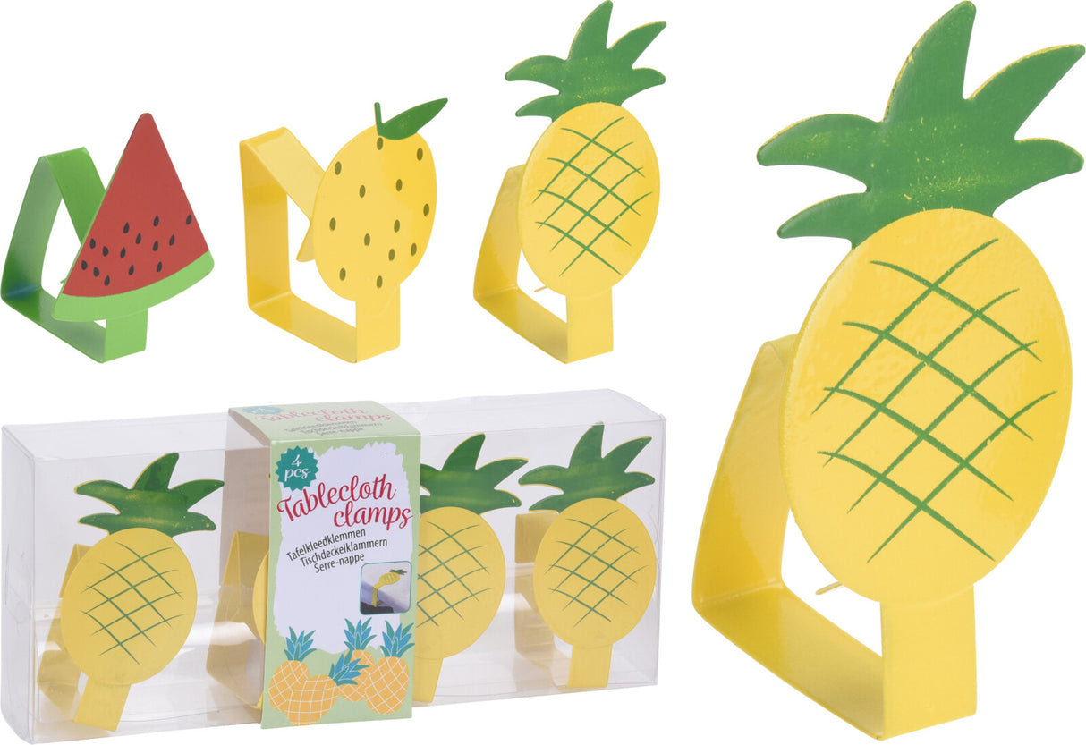 Hedelmä pöytäliinanpidike 4 kpl/pkt, lajitelmatuote 3 erilaista