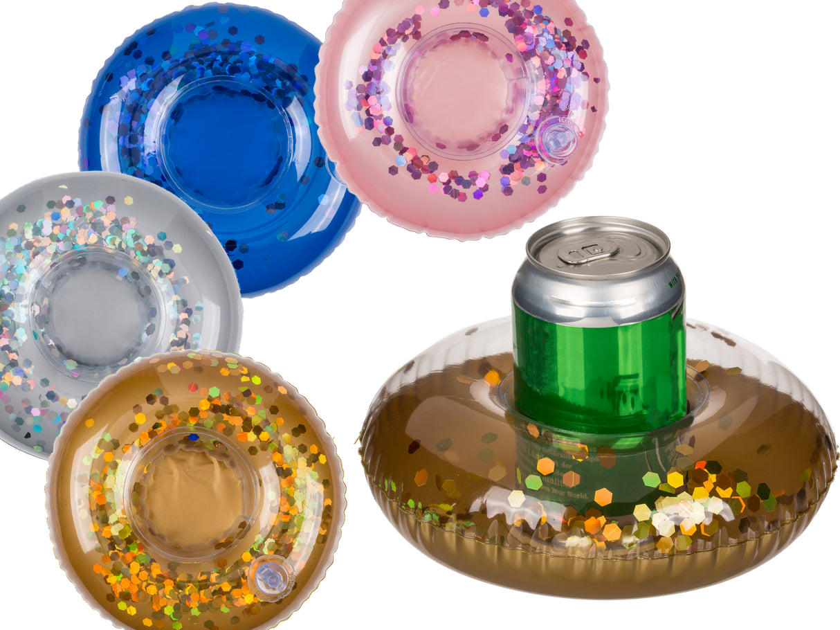 Juomatölkinpidike, puhallettava kimalledonitsi 2 kpl/pkt (värilajitelma)