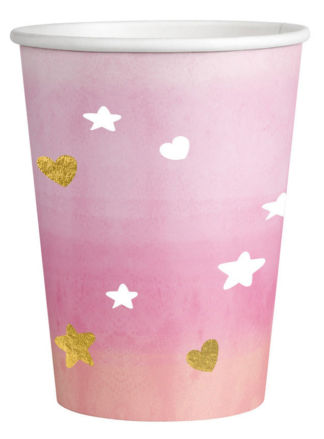 Pilvi pahvimuki vaaleanpunainen 250 ml 8 kpl/pkt