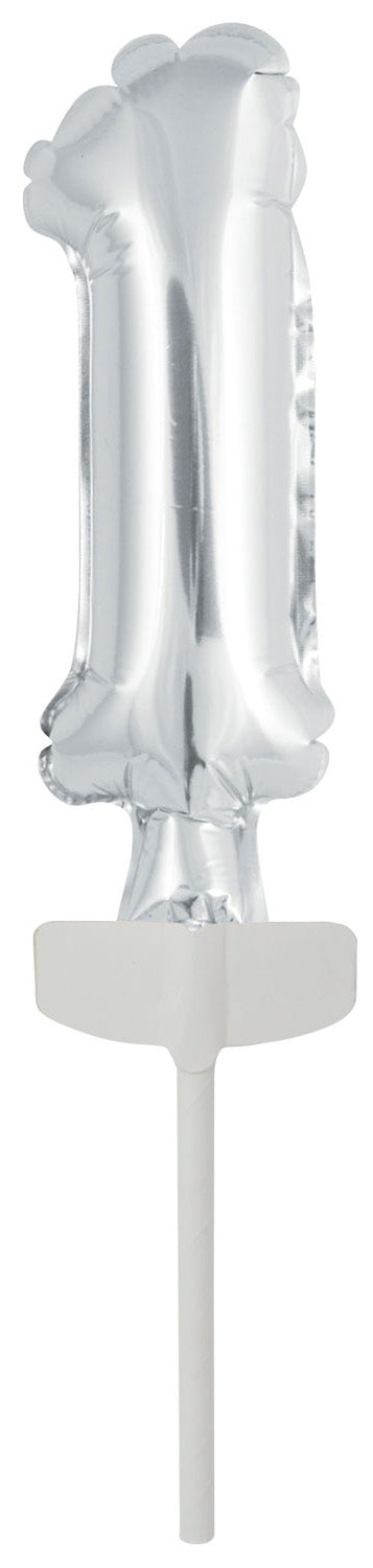 Kakunkoriste numerofoliopallo 1 hopeanvärinen 11 x 7 cm