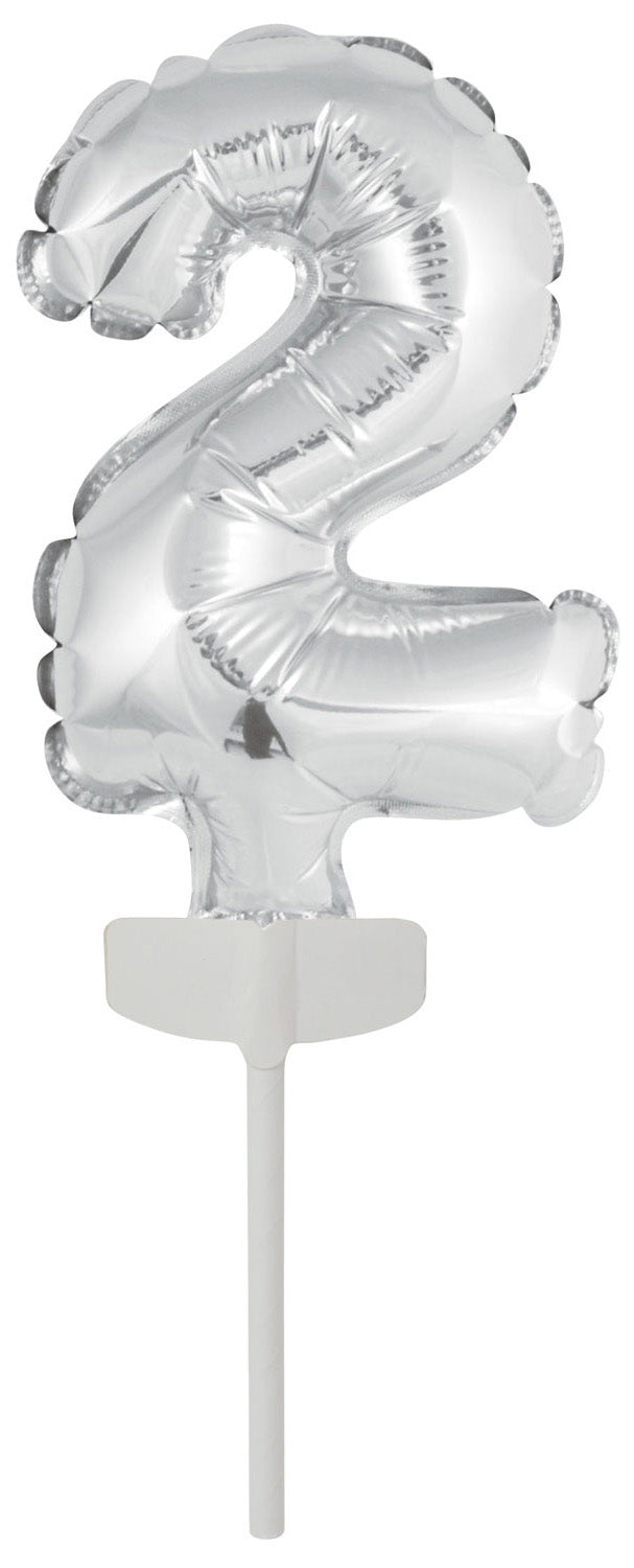 Kakunkoriste numerofoliopallo 2 hopeanvärinen 11 x 7 cm