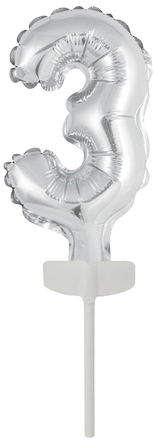 Kakunkoriste numerofoliopallo 3 hopeanvärinen 11 x 7 cm