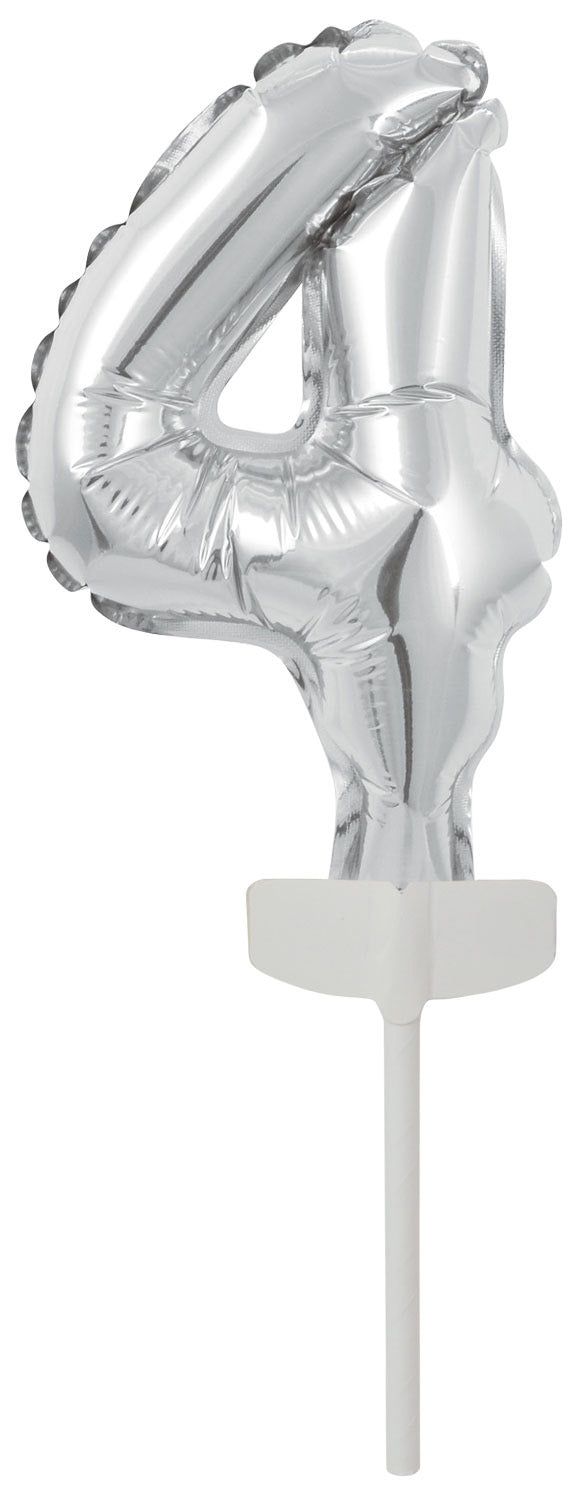 Kakunkoriste numerofoliopallo 4 hopeanvärinen 11 x 7 cm