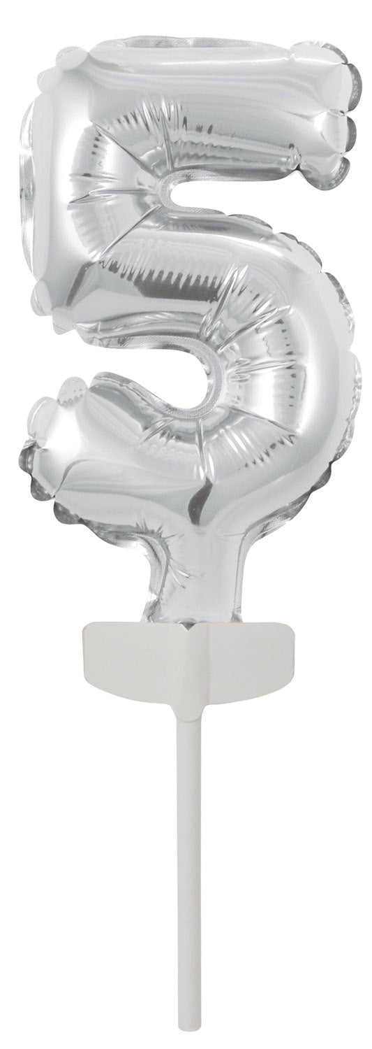 Kakunkoriste numerofoliopallo 5 hopeanvärinen 11 x 7 cm