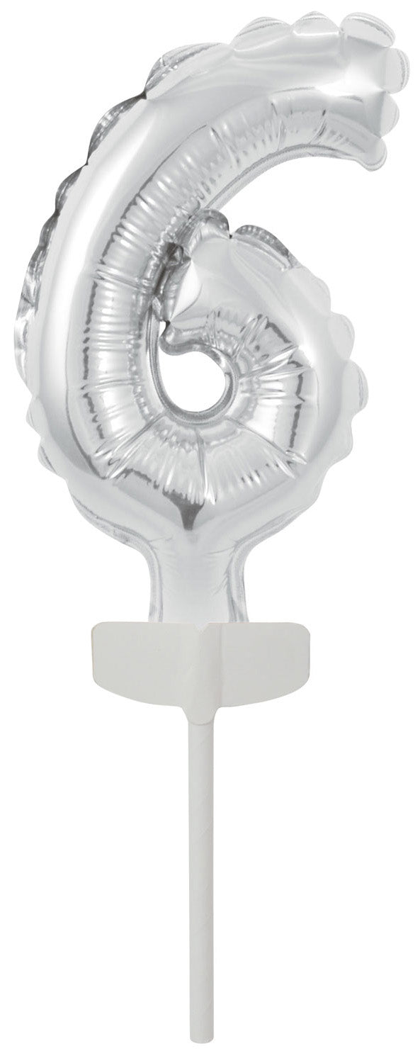 Kakunkoriste numerofoliopallo 6 hopeanvärinen 11 x 7 cm