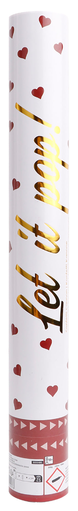 Konfettitykki sydän punainen 40 cm