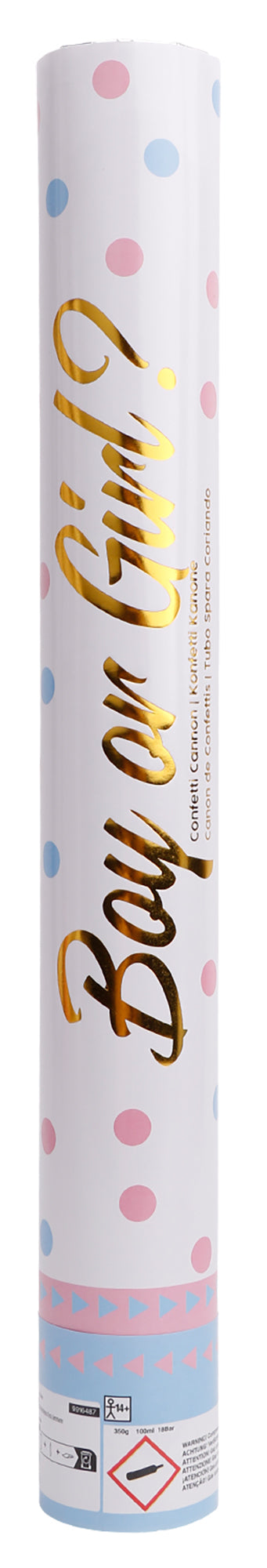 Konfettitykki sukupuolenpaljastus tyttö 40 cm