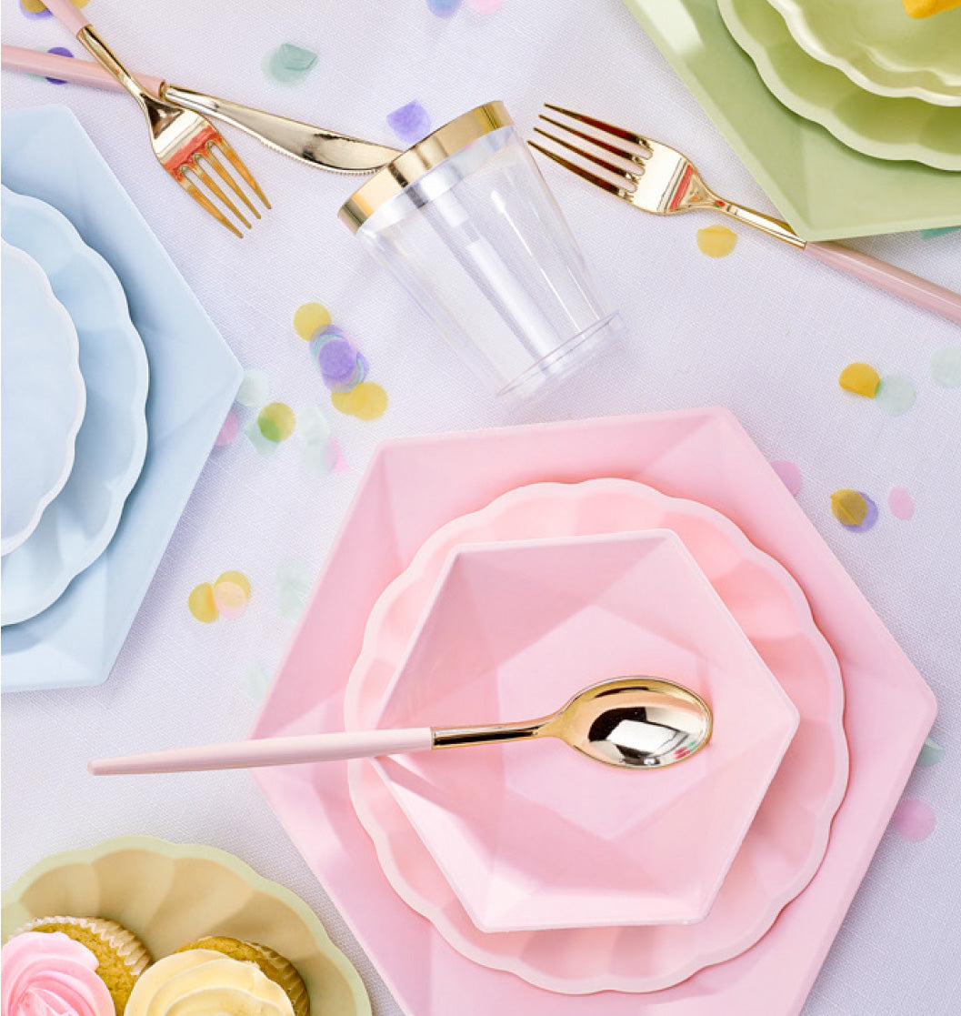 Vert Decor kuusikulmainen pieni lautanen vaaleanpunainen 6 kpl/pkt