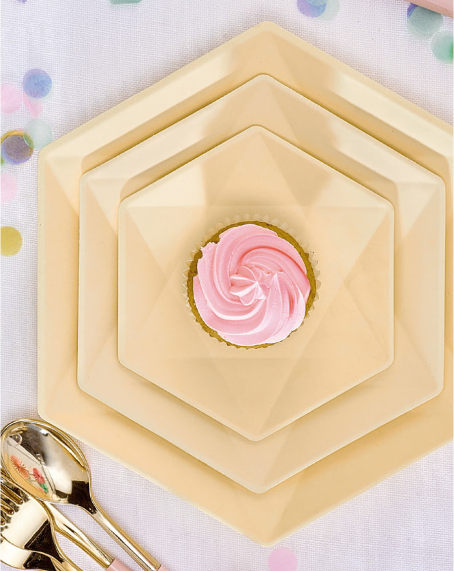 Vert Decor kuusikulmainen pieni lautanen keltainen 6 kpl/pkt