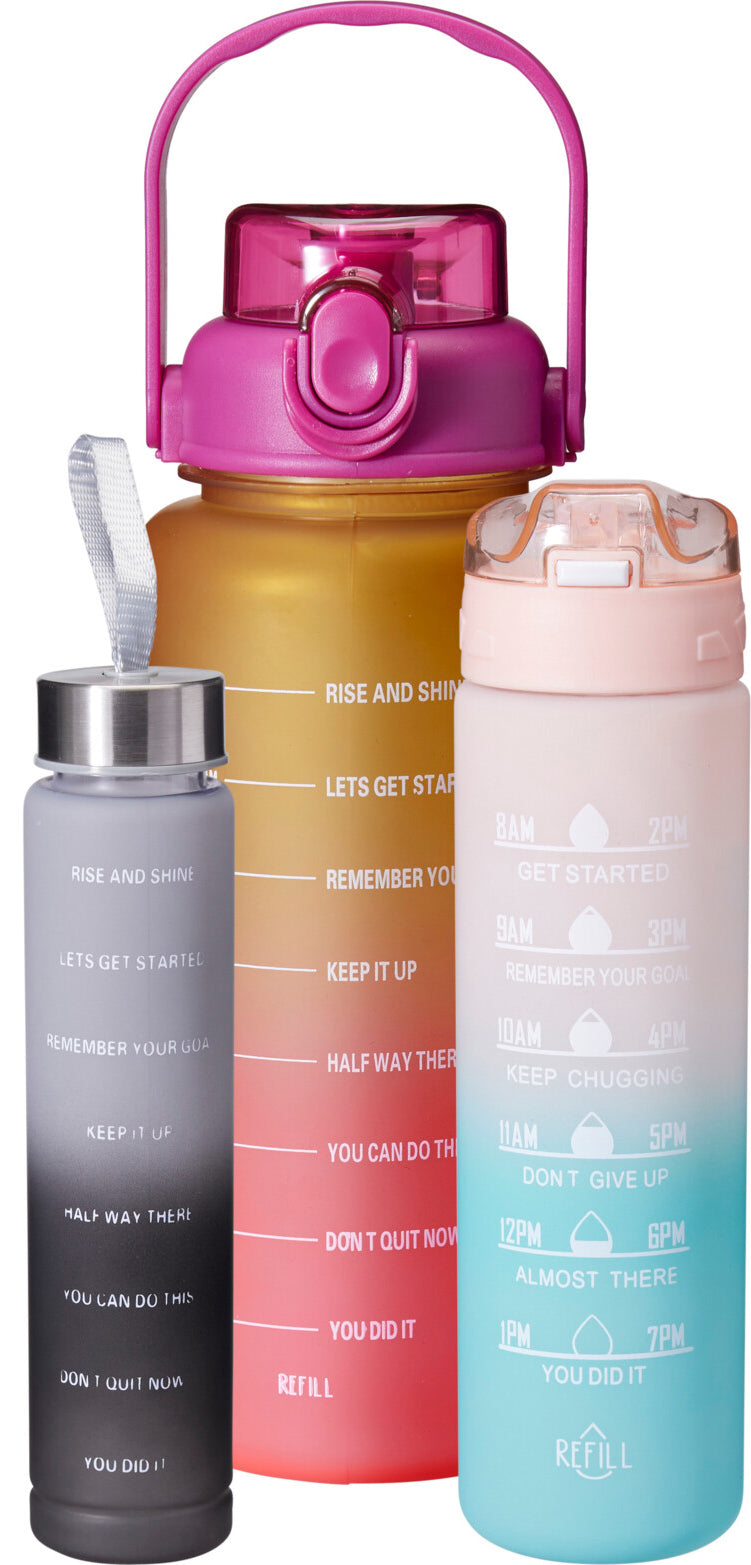 Juomapullo, lajitelmatuote 3 eri kokoa