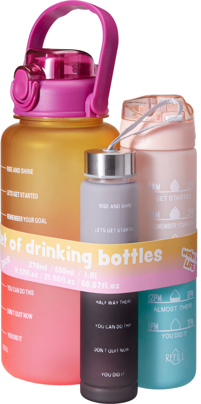 Juomapullo, lajitelmatuote 3 eri kokoa