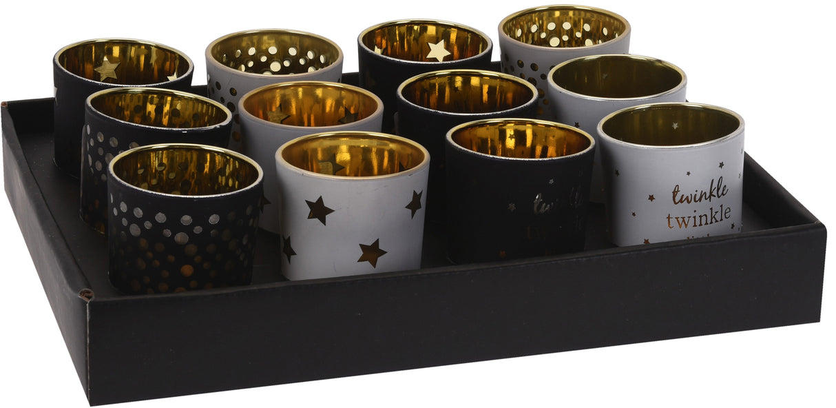 Tuikkulyhty 6 cm musta tai valkoinen 1 kpl, 6 erilaista vaihtoehtoa