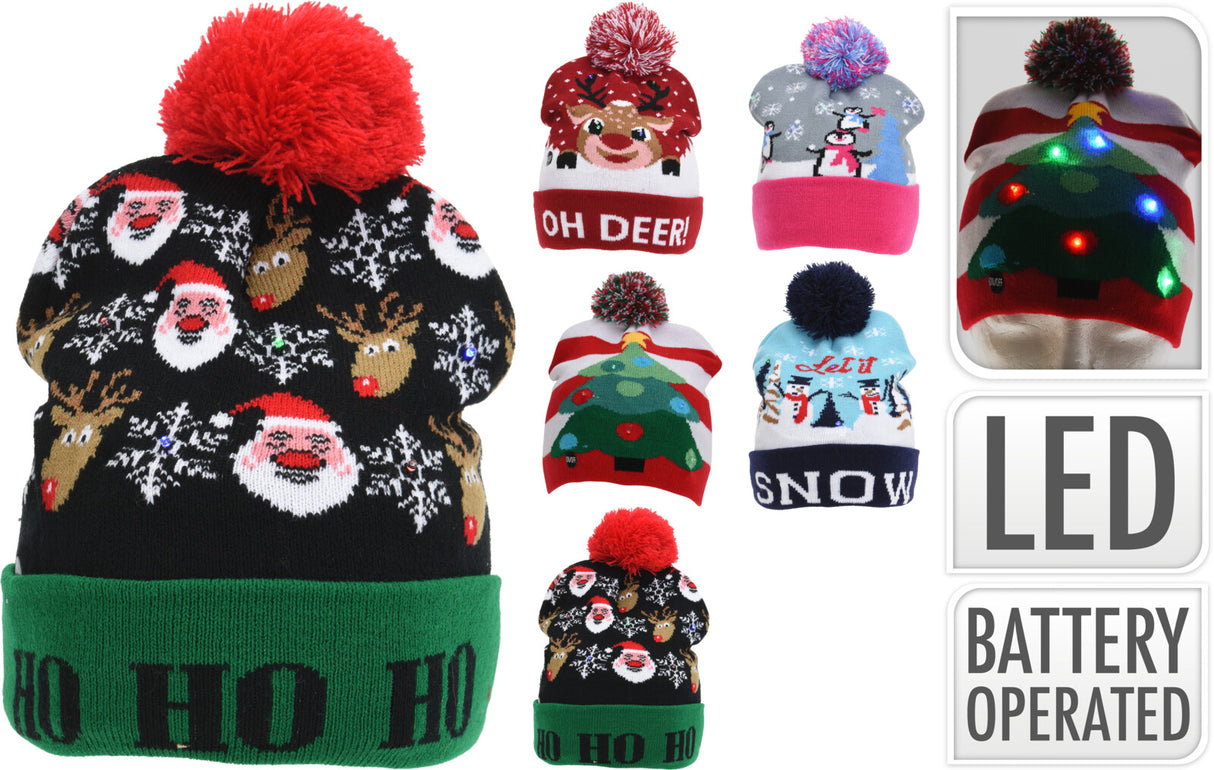 Neulottu hattu ledeillä, lajitelma 5 erilaista