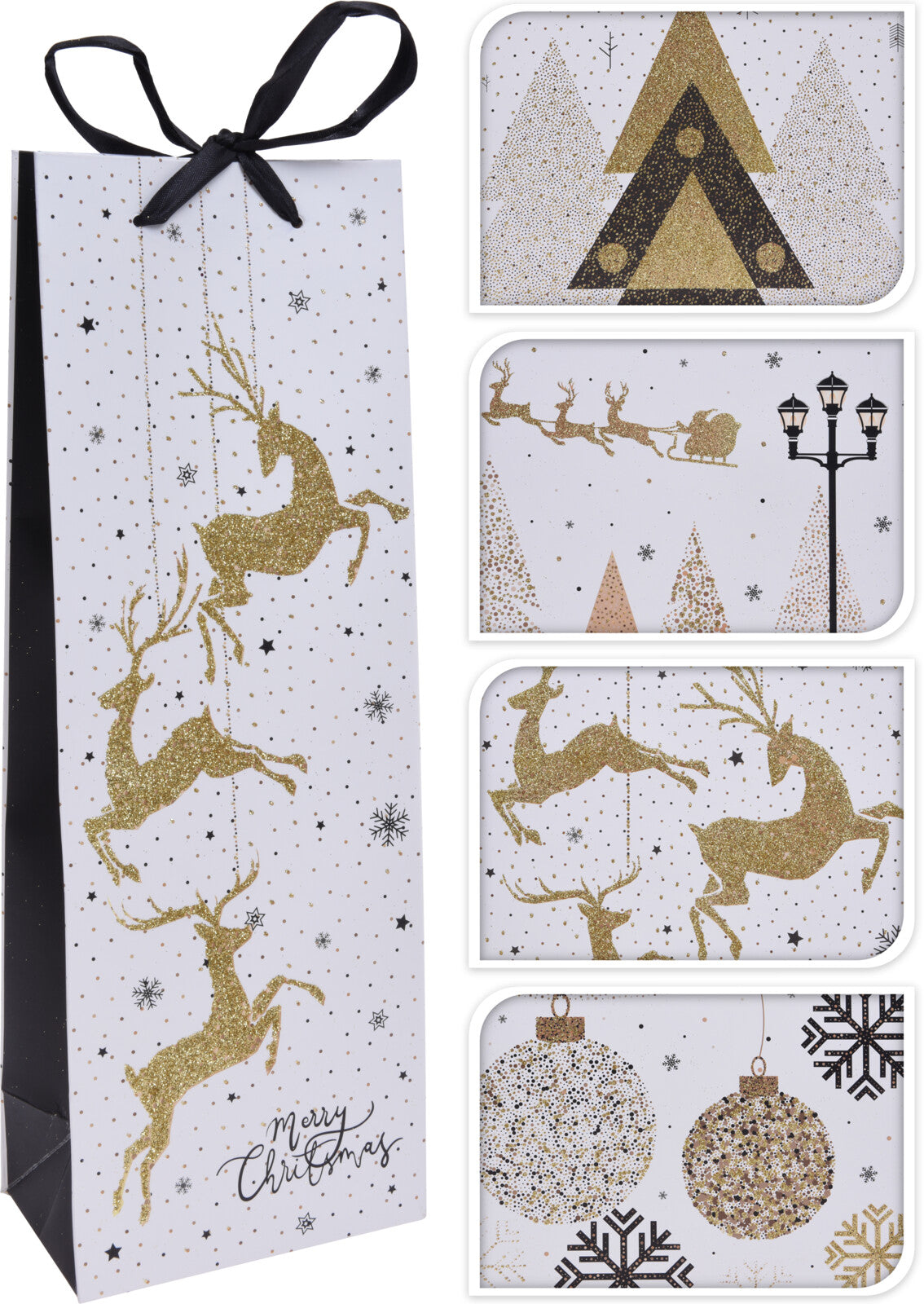 Lahjakassi joulu kimalle pullolle 1 kpl, lajitelmatuote 4 eri vaihtoehtoa