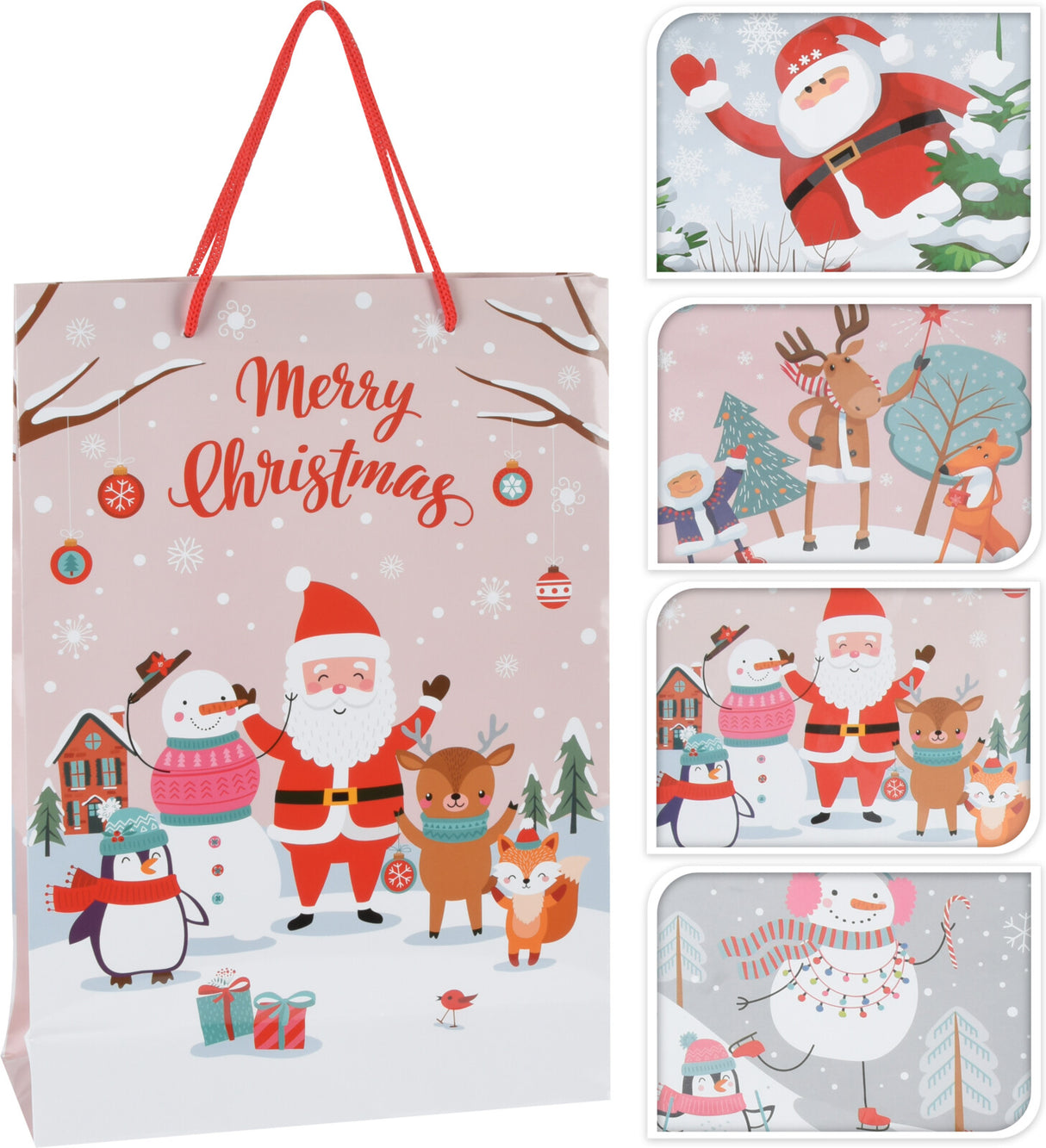 Lahjakassi jouluaiheet suuri 33 x 41 cm 1 kpl, lajitelmatuote 4 eri vaihtoehtoa
