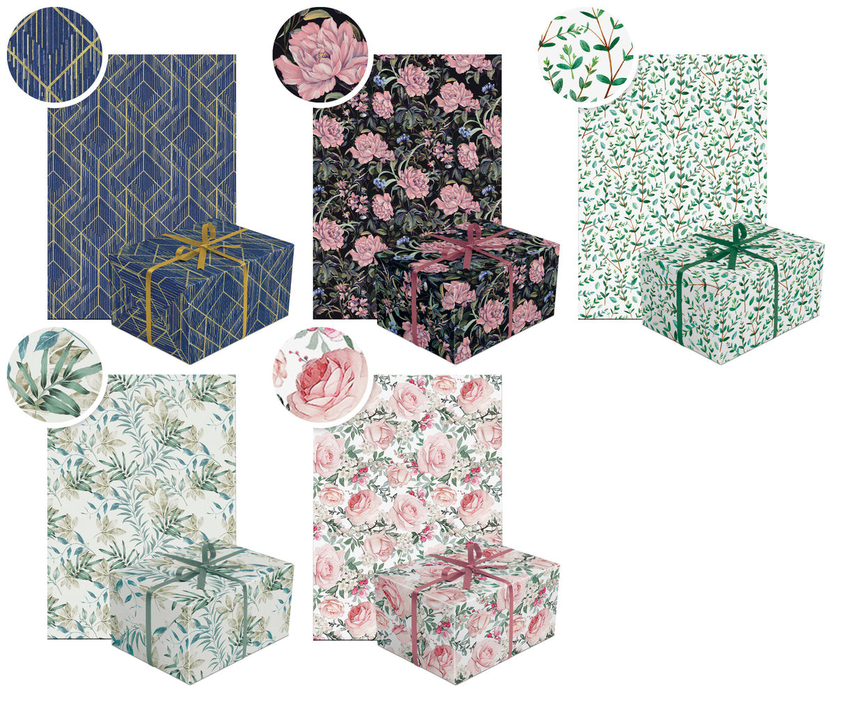 Lahjapaperi 70 x 200 cm 1 rll (5 erilaista vaihtoehtoa)