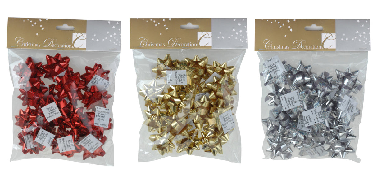 Ruusukkeet lahjapaketointiin 20 kpl/pkt, lajitelma 3 eri väriä